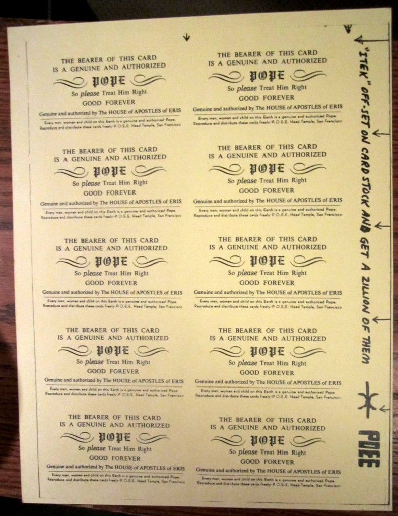 A sheet of Pope Cards by Greg Hill ready for printing.